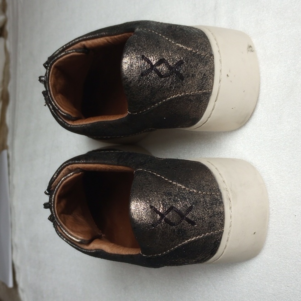 Frye Lena Low Zip Leather Platform Shoes 6 Gunmetal Metallic - Picture 4 of 7